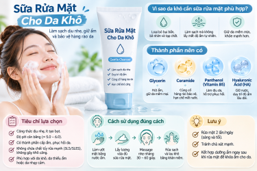 Sữa rửa mặt cho da khô: cấp nước và dưỡng ẩm nhẹ